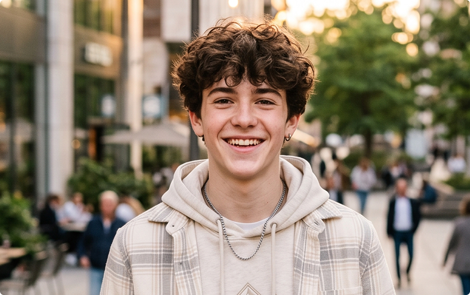 A smiling teenager at Auckland City Orthodontics